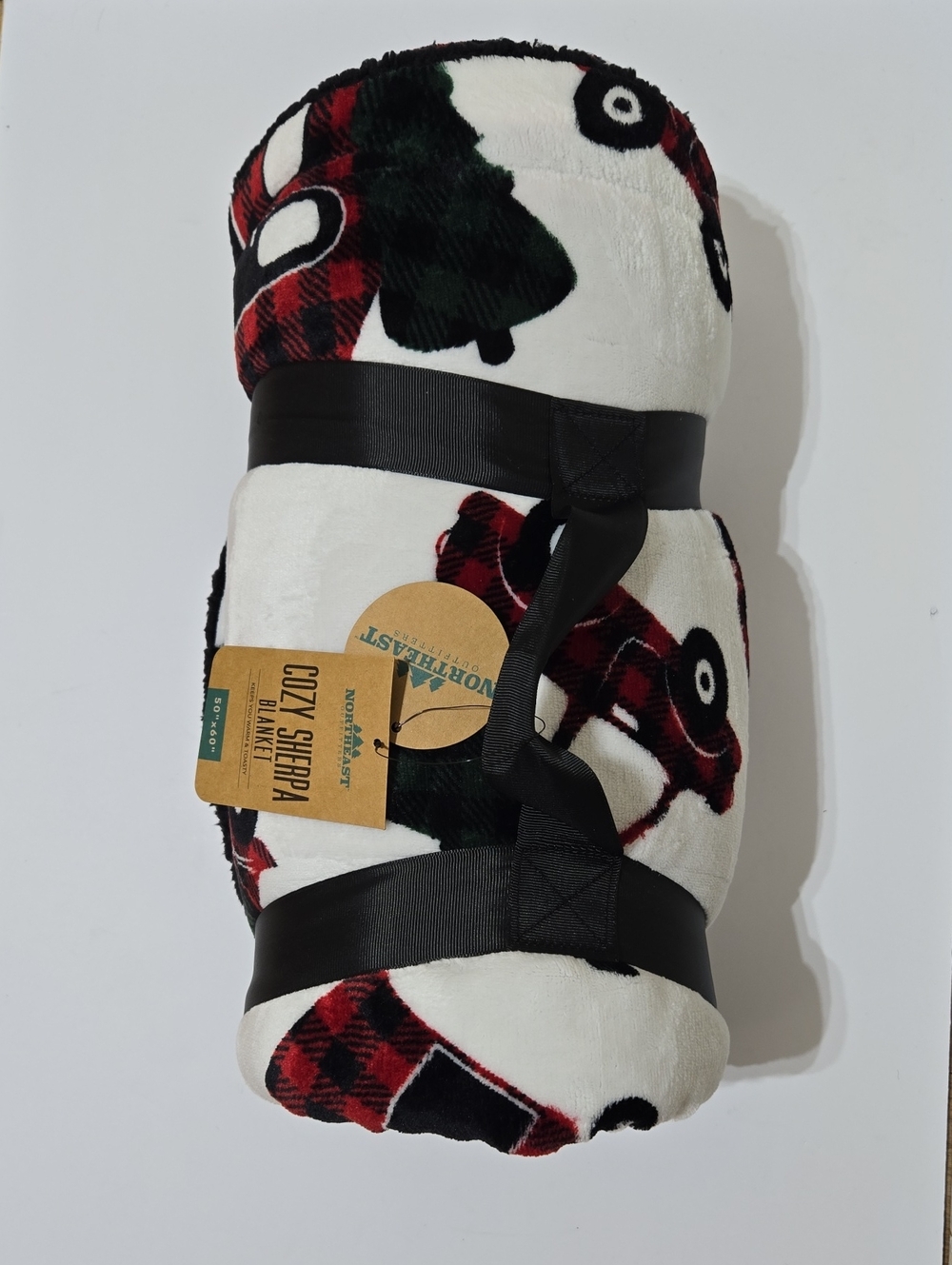 NORTHEAST Outfitters Cozy Sherpa Holiday Print Throw Blanket